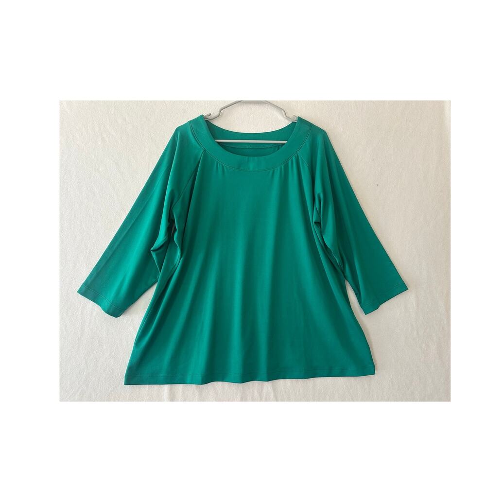 Susan Graver Essentials Green 3/4 Sleeve Tunic Top 1X Classic